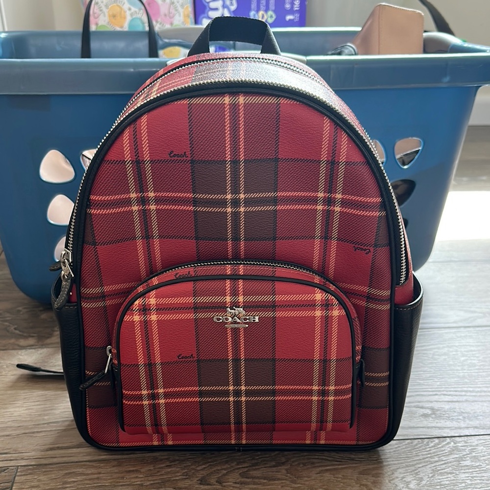 Coach Red Plaid Men's Backpack